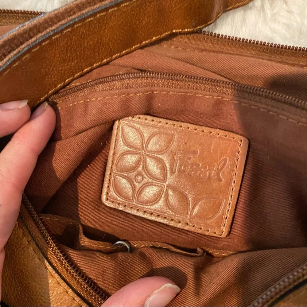 Fossil Patch Brown 100% Leather Crossbody Purse